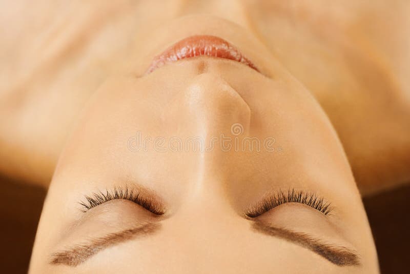 Female face with closed eyes, perfect skin, without make-up royalty free stock image Female face with closed eyes, perfect skin, without make-up royalty free stock image
