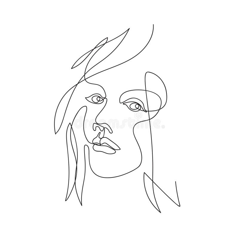 Female Face Drawn In One Line. Continuous Line. Stock Vector - Illustration of avatar, symbol