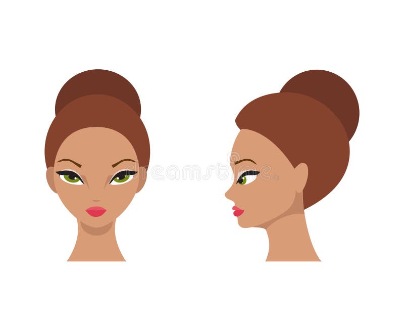 Female face front and side stock vector. Illustration of cartoon - 65452770