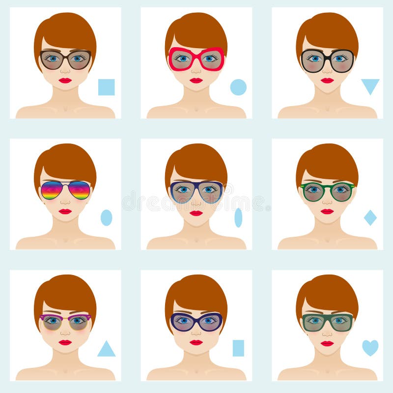 Womens Sunglasses Shapes 5. Stock Illustration - Illustration of ...