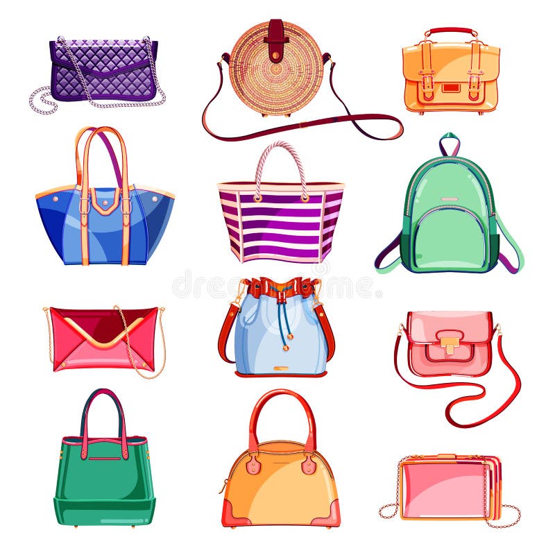 Female Fashion Elegant Bags and Purse Icons and Design Elements Set. Vector Cartoon Illustration Stock Vector - Illustration of accessory, envelope: 156307342 Female Fashion Elegant Bags and Purse Icons and Design Elements Set. Vector Cartoon Illustration Stock Vector - Illustration of accessory, envelope: 156307342