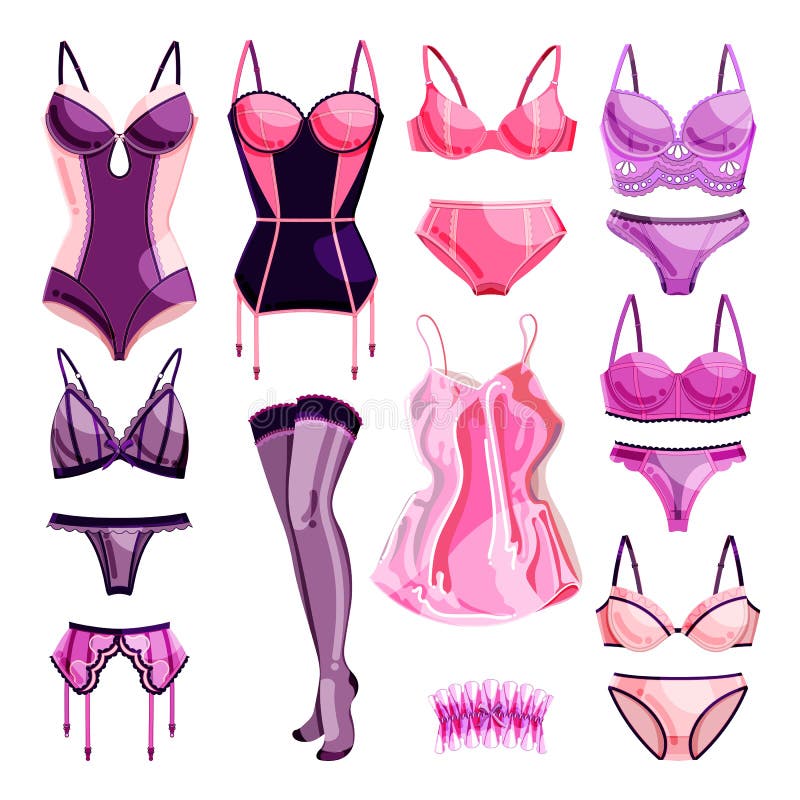 Lingerie womens and mens underwear thin line icons