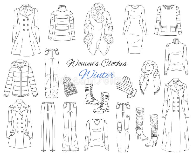 Winter Clothes Stock Illustrations – 103,306 Winter Clothes Stock