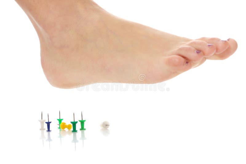 Female foot above pushpin stock image. Image of foot - 17081817