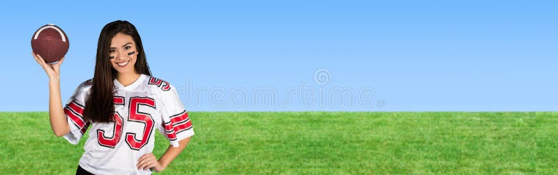 Young woman cheering for her favorite football team. Young woman cheering for her favorite football team