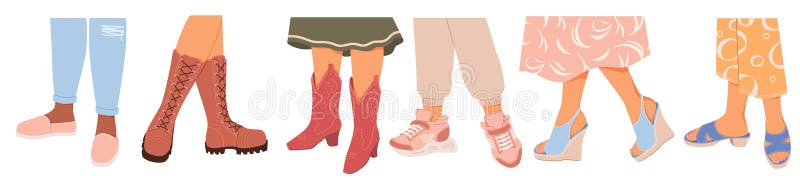 Female Footwear of Different Types Vector Illustration Stock Vector ...
