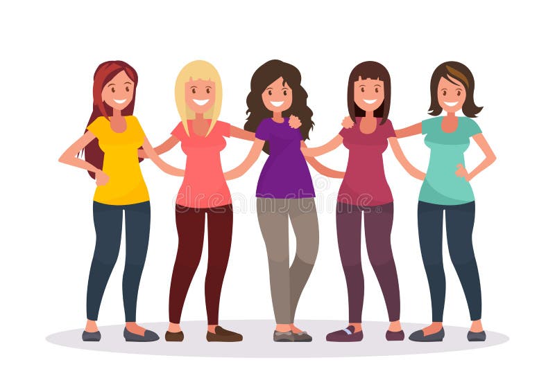 Female friendship. Group of women are hugging. vector illustration Female friendship. Group of women are hugging. vector illustration