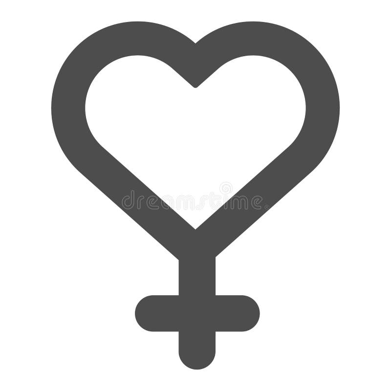 Female Gender Solid Icon Heart Shaped Woman Gender Sign Vector 