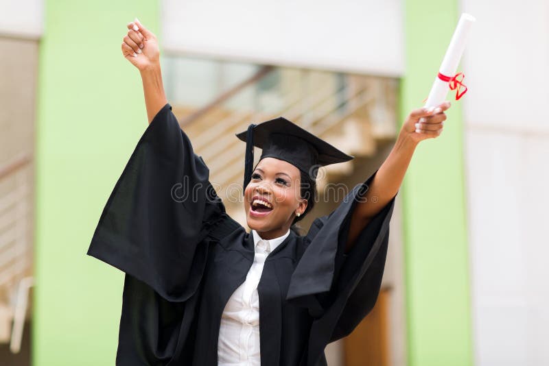 Female graduate standing university