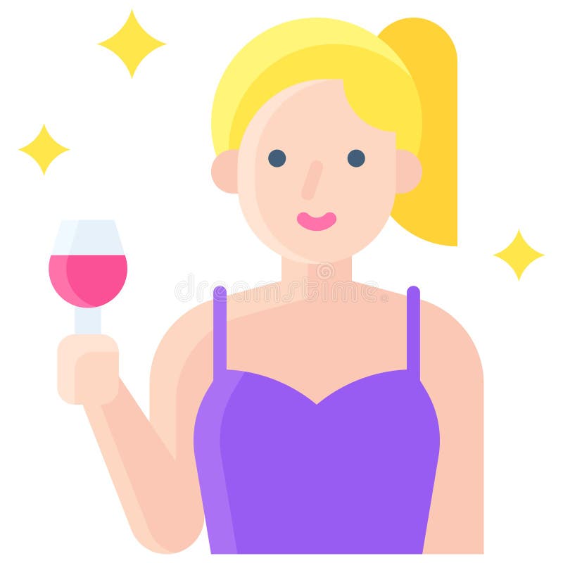 Female guest icon, New year realated vector stock illustration