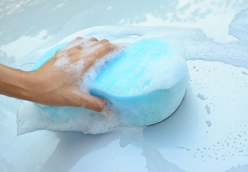 Female Hand Cleaning Car Blue Sponge Stock Photos Free