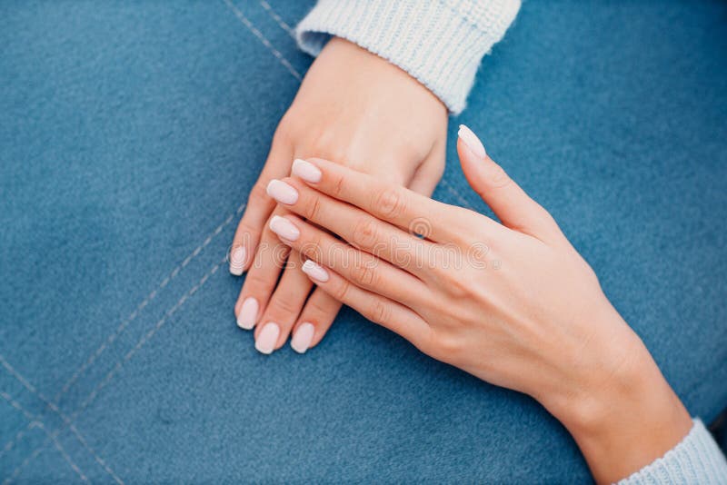 Female Hand Fingers Nails With Manicure After Nail Salon Procedure Stock Image Image Of Polish