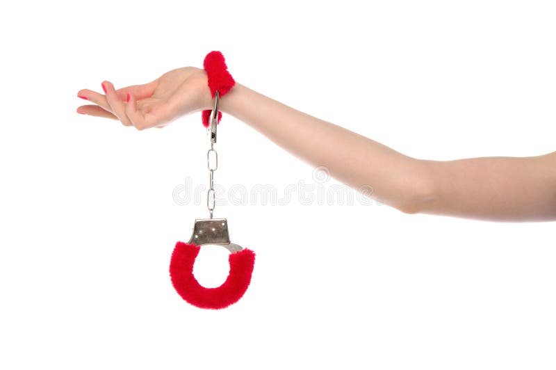 Female hand with handcuffs for sex games