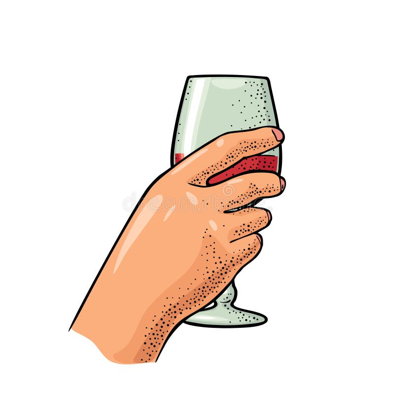 Download Female Hand Holding A Glass Of Wine. Vintage Vector Engraving I Stock Vector - Illustration of ...