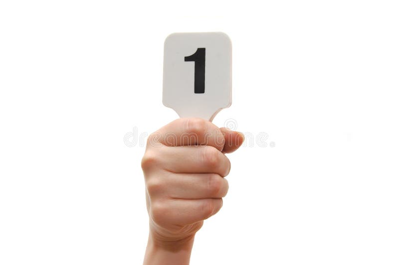 The female hand holding number 1 stock photos