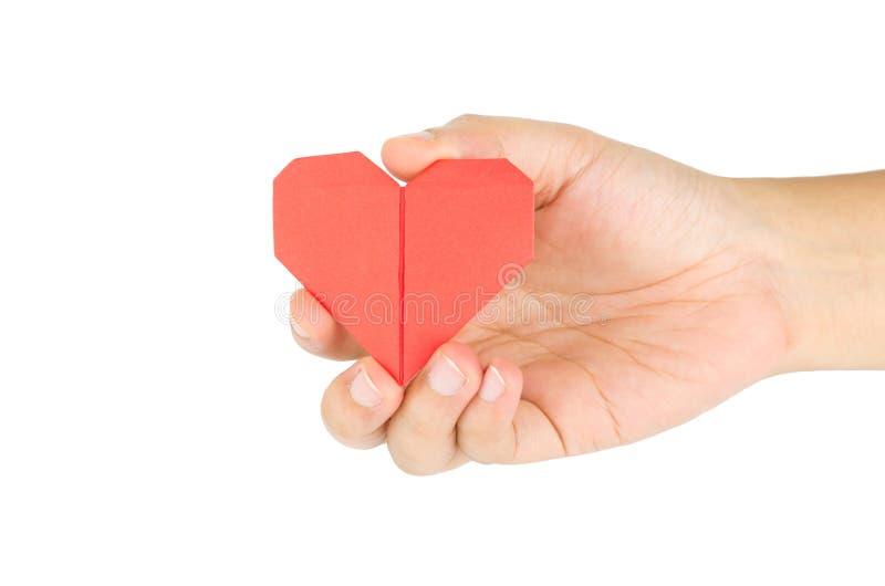 Red paper origami heart stock image. Image of cardboard 49336139