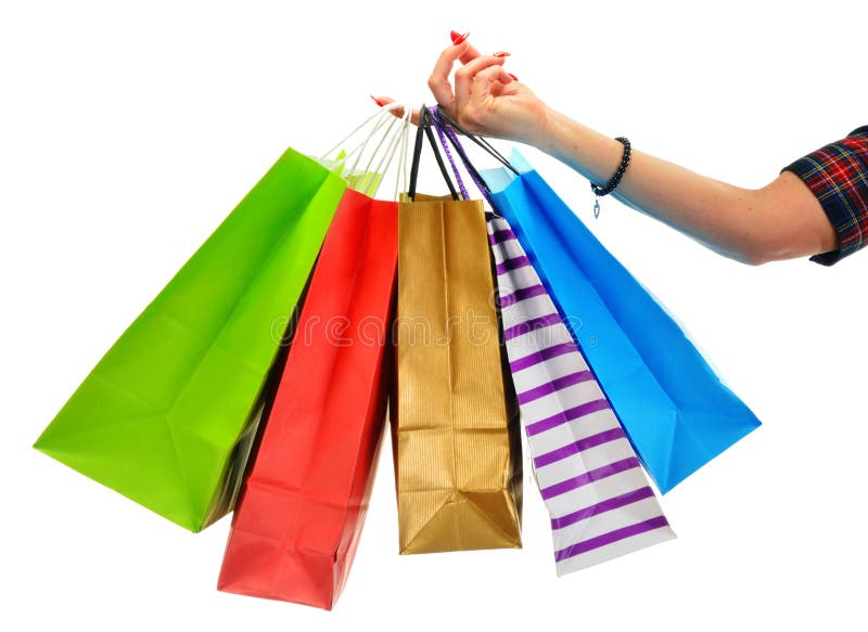 Arm with shopping bags stock image. Image of marketing - 31430611