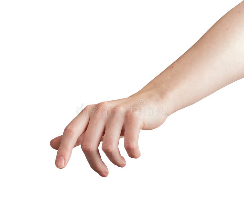 Female hand with index finger outstretched, pointing downward as if pressing or selecting an royalty free stock photo