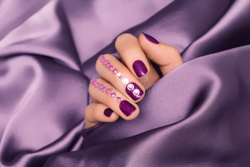 10. Purple Glitter Flower Nail Gems - wide 4