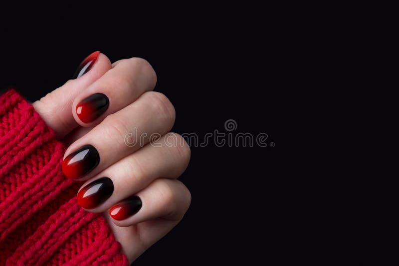 Female Hand with Red Black Ombre Gradient Nails in Sweater Stock Photo - Image of autumn, care: 163489526 Female Hand with Red Black Ombre Gradient Nails in Sweater Stock Photo - Image of autumn, care: 163489526