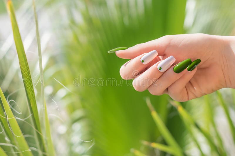 Green Gold And White Nail Designs - Temu