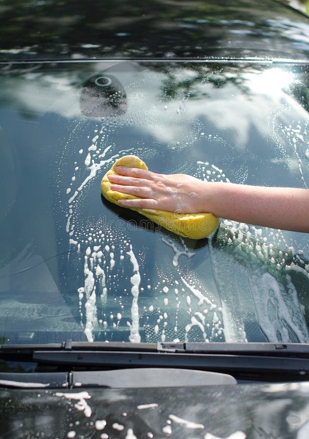 Female hand washing car stock image. Image of shinning 32575159