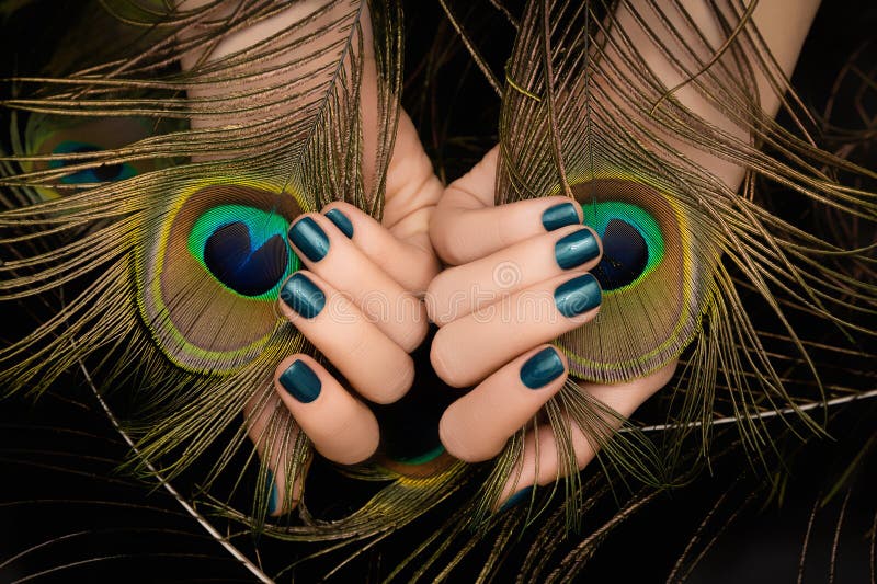 Blue Peacock Feather Nail Design Ideas - wide 7