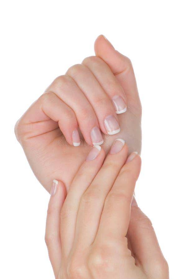 Female hands with french manicure