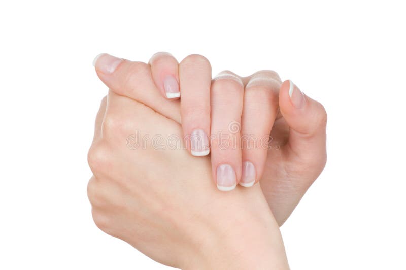 Female hands with french manicure