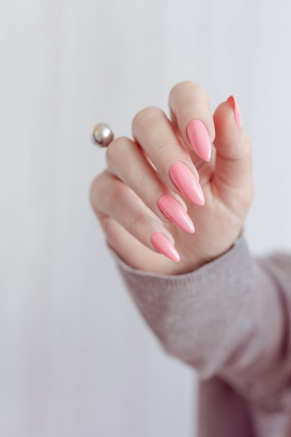 Female Hands with Long Nails with Light Pink Nail Polish Stock Photo - Image of feminine, coral: 219530500 Female Hands with Long Nails with Light Pink Nail Polish Stock Photo - Image of feminine, coral: 219530500