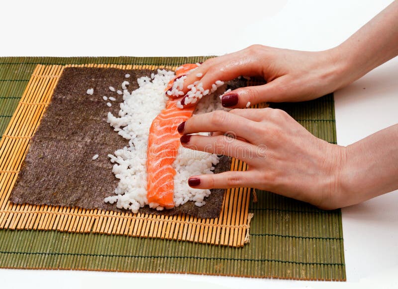Sushi Accessories On Bamboo Mat Stock Photo 70220938