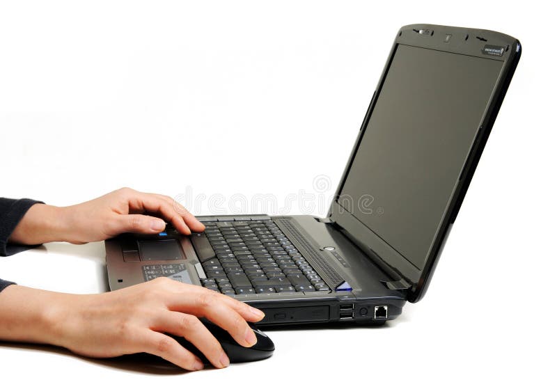 Female hands using laptop