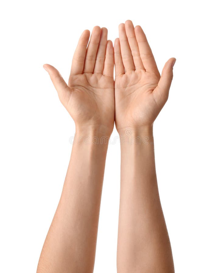 Female hands on white background stock image