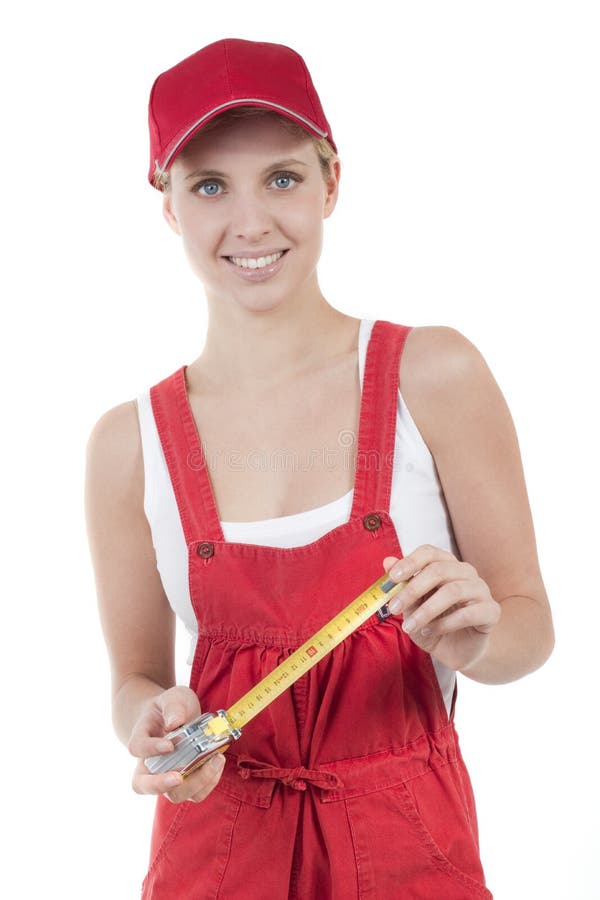 Female handworker with tape measure