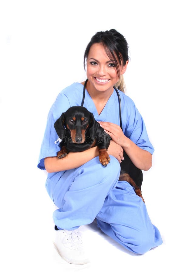 Female Healthcare Worker with Dog stock photos
