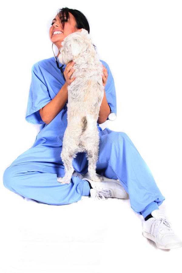 Female Healthcare Worker with Dog royalty free stock photography