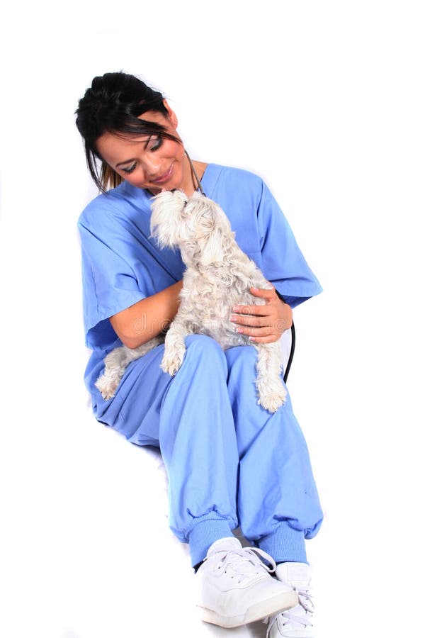 Female Healthcare Worker with Dog stock photos