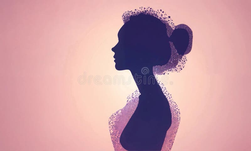 Female image contour in profile vector illustration
