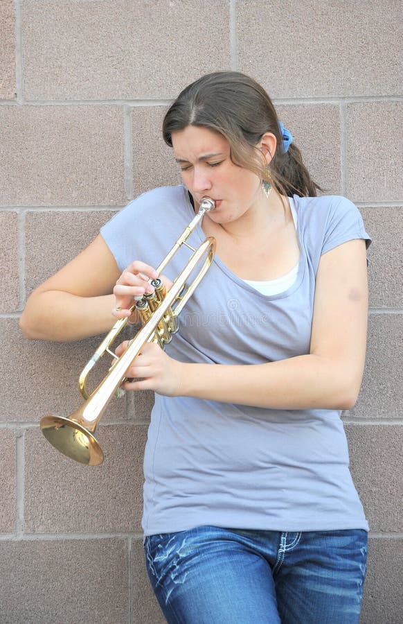 Female jazz trumpet player. 