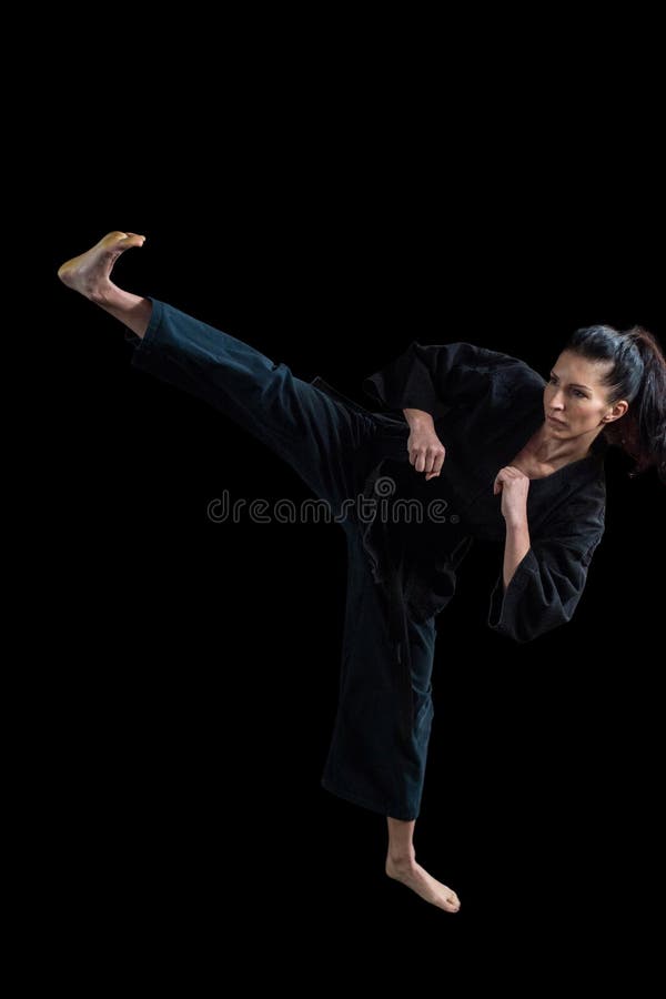 Female Karate Player Performing Karate Stance Stock Image Image of