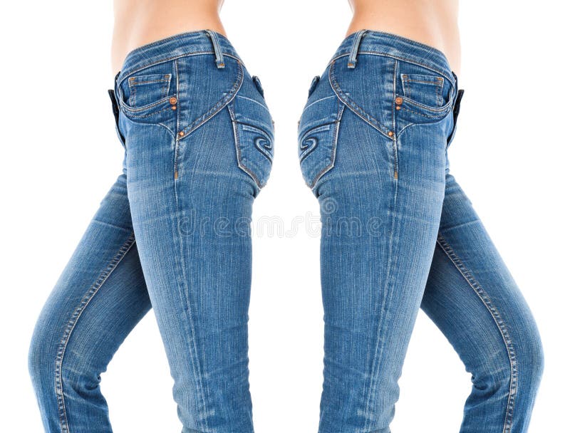 Female Legs in a Blue Jeans and High Boots Stock Photo - Image of ...