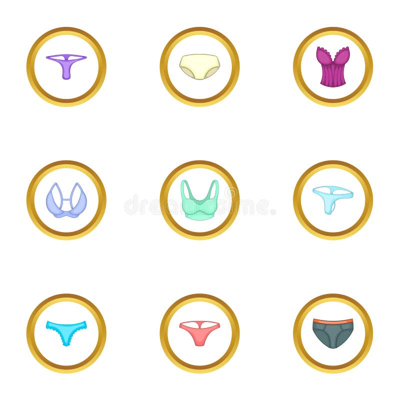 Female Linen Icons Set Cartoon Style Stock Illustrations 2 Female