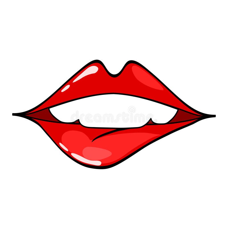 Female Lips Mouth With A Kiss Smile Tongue Teeth Vector Com Stock