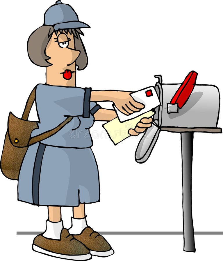 Female mail carrier stock illustration. Illustration of mailbox - 55401