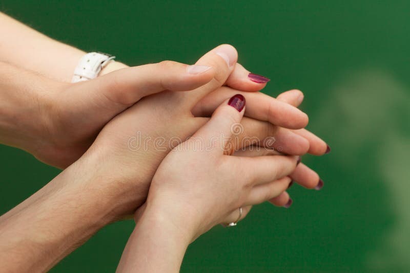 Female and Male Hands in Hug Stock Photo Image of macro, holding