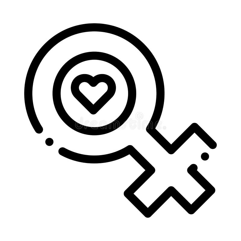 Female Mark Heart Icon Vector Outline Illustration Stock Vector 