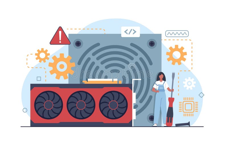 Female mechanic. Woman in overalls holds screwdriver in hands, girls power, repair, service, engineer character, gears royalty free illustration