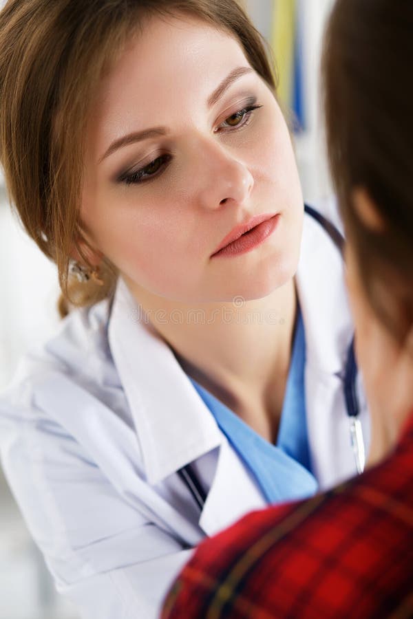 Lymphonodus. Doctor examine female Medical.