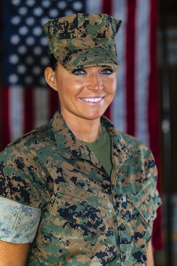 A United States Female Marine Posing in a Military Uniform Stock Image -  Image of equipment, caucasian: 125961835