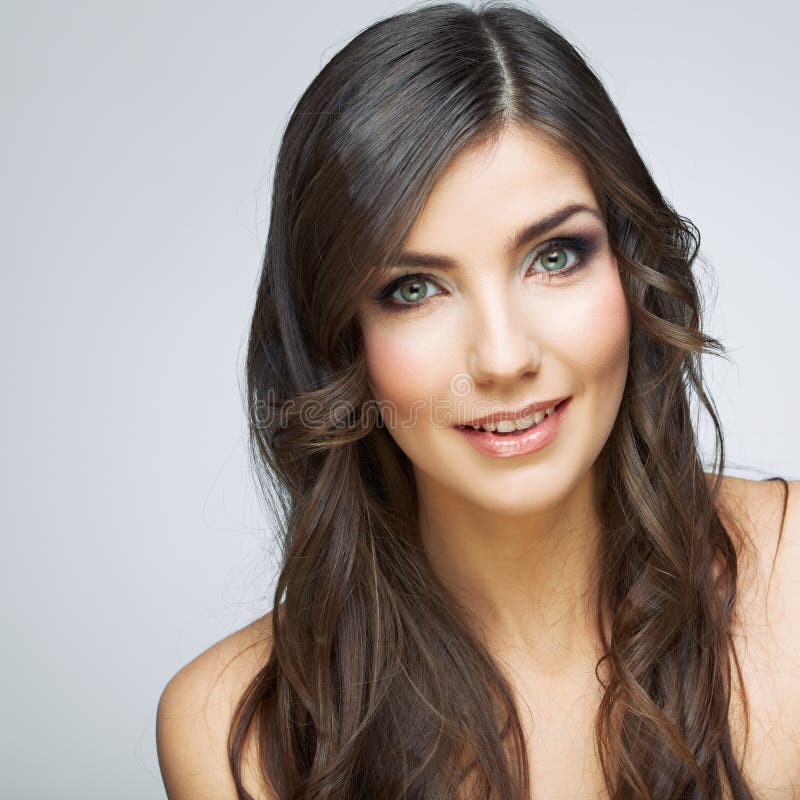 Female Model Studio Posing.Beauty Smiling Woman Face Portrait Stock ...